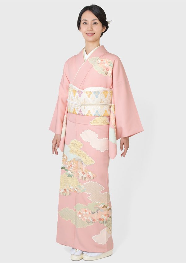 訪問着 桃花色 雲取紗綾型文 Wanocoto Mono ワノコトモノ 着物屋くるり 公式通販サイト スタイリッシュな着物と帯のセレクトショップ